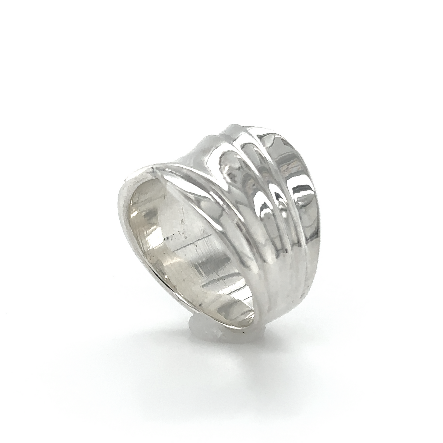 A sophisticated Cigar Band Silver Ring on a white background.