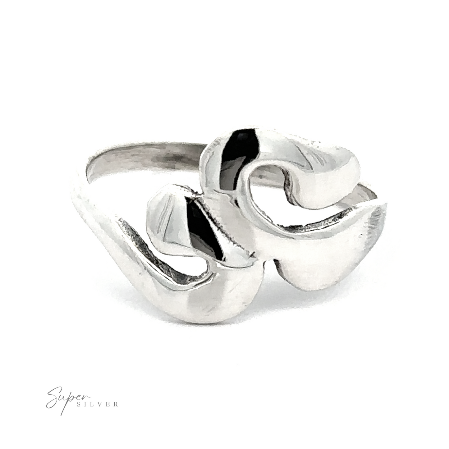 A Funky Wavy Swirl Ring with a heart shaped design, showcasing uniqueness.