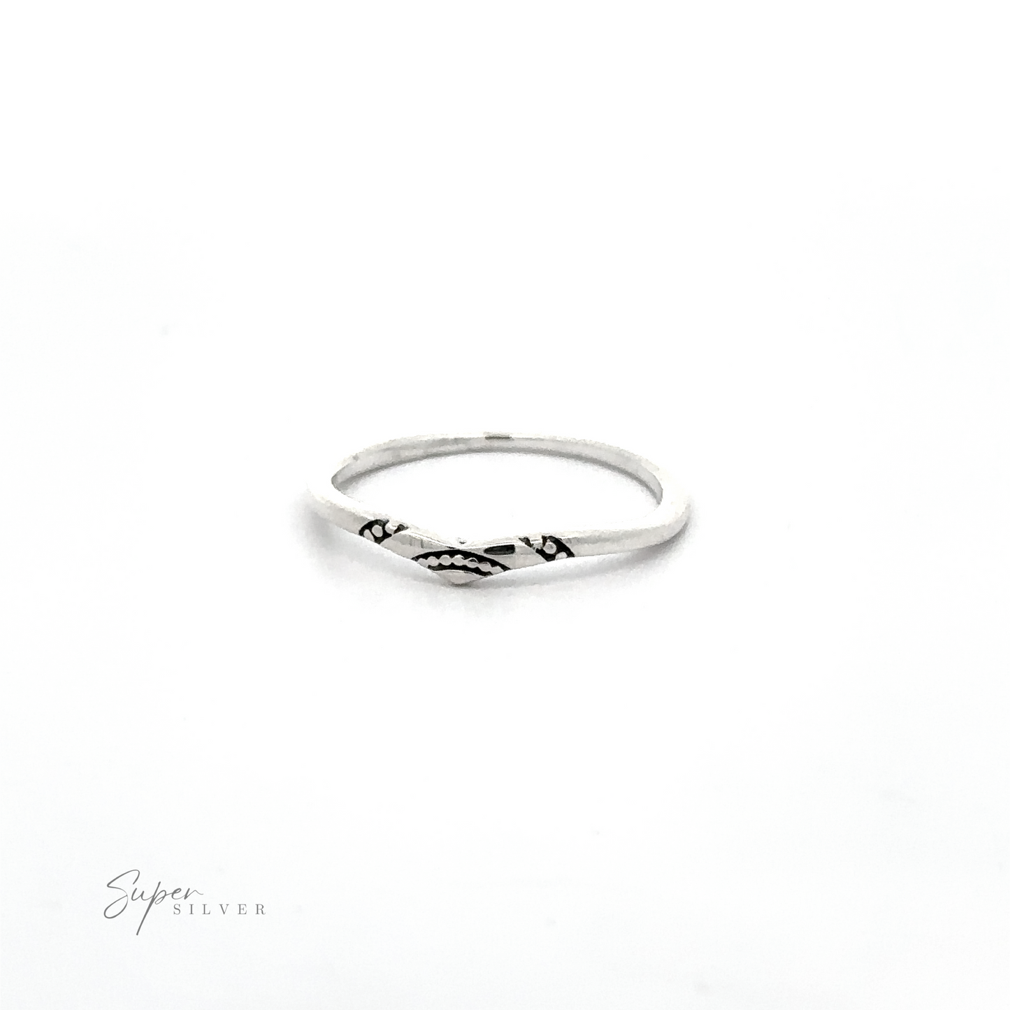 A Dainty Chevron Band With Etched Design, perfect for the versatile fashionista.