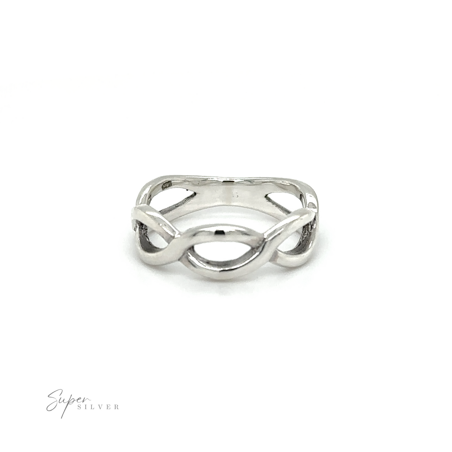 
                  
                    A .925 Sterling Silver Twisted Silver Band ring with a timeless elegance and a knot design, also known as an Infinity ring.
                  
                