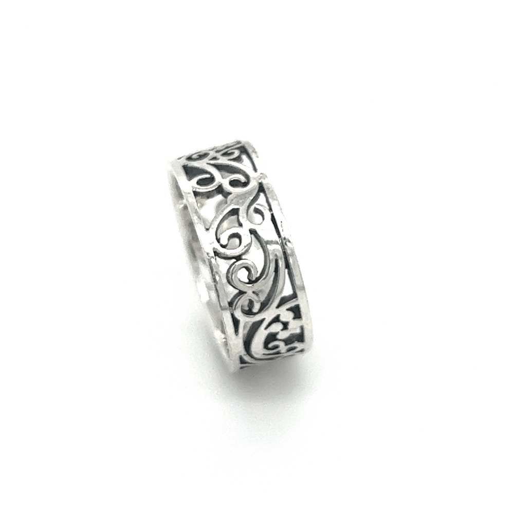 
                  
                    A stunning silver ring with a Thick Filigree Square Band design.
                  
                