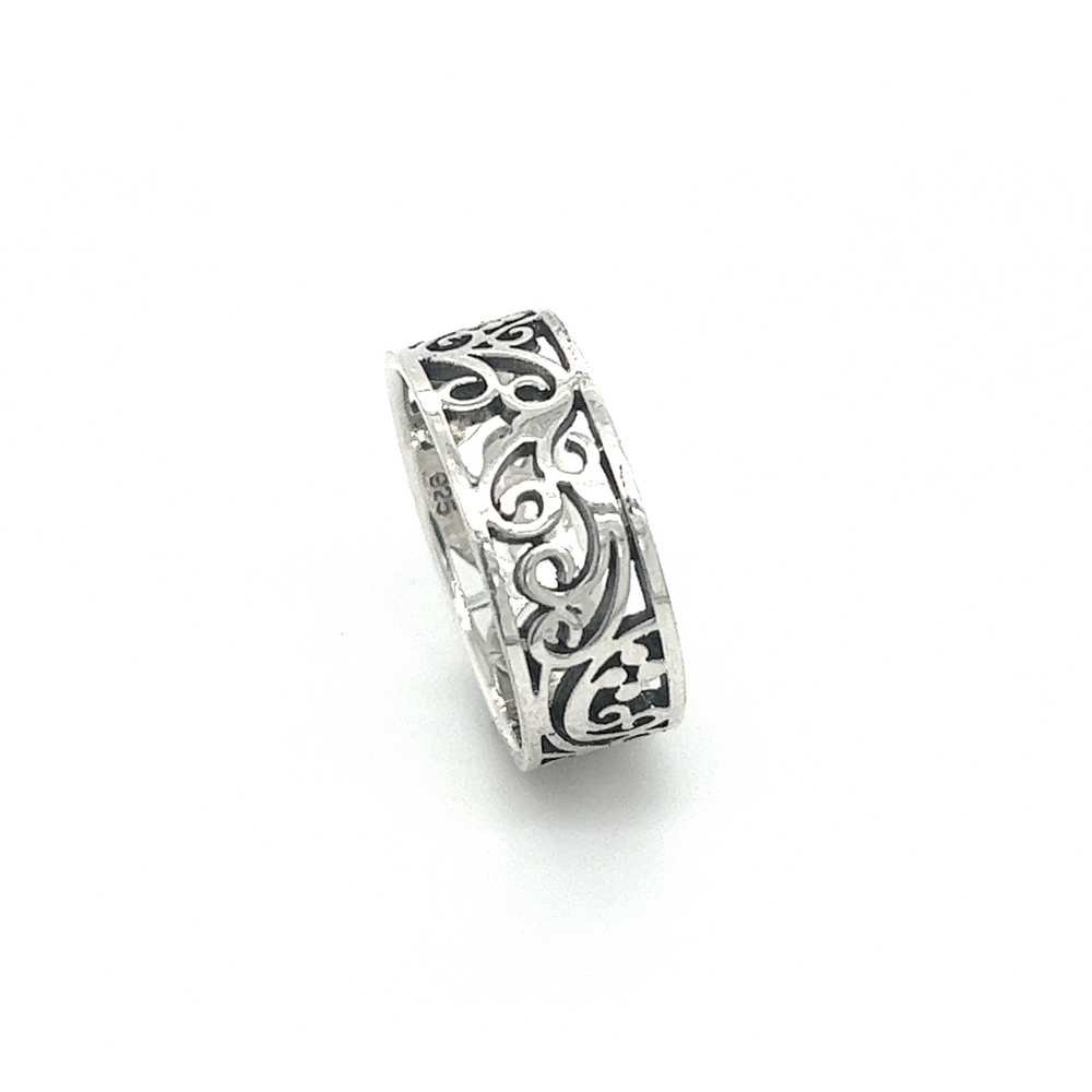 
                  
                    A stunning silver Thick Filigree Square Band with a delicate filigree design.
                  
                