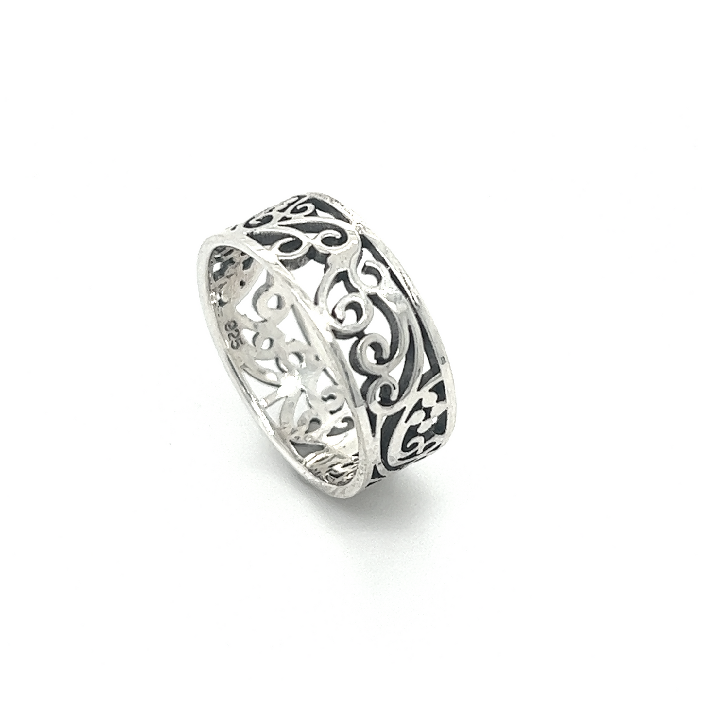 A stunning silver ring with a Thick Filigree Square Band design.