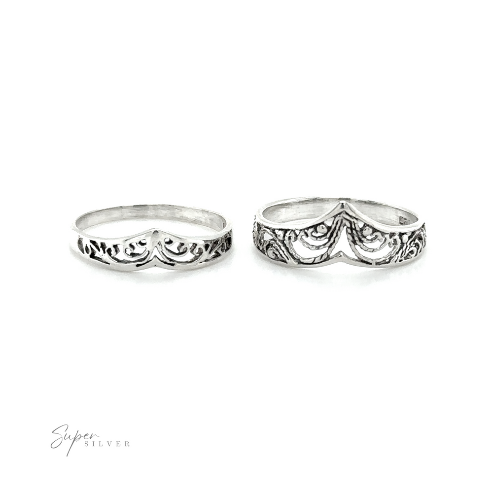 
                  
                    Two Chevron Rings With Filigree Design, exuding Victorian charm.
                  
                