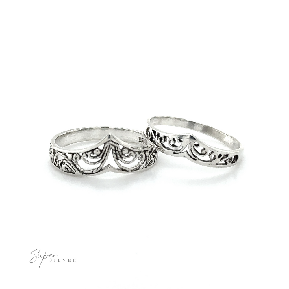 
                  
                    Two Chevron Rings With Filigree Design
                  
                