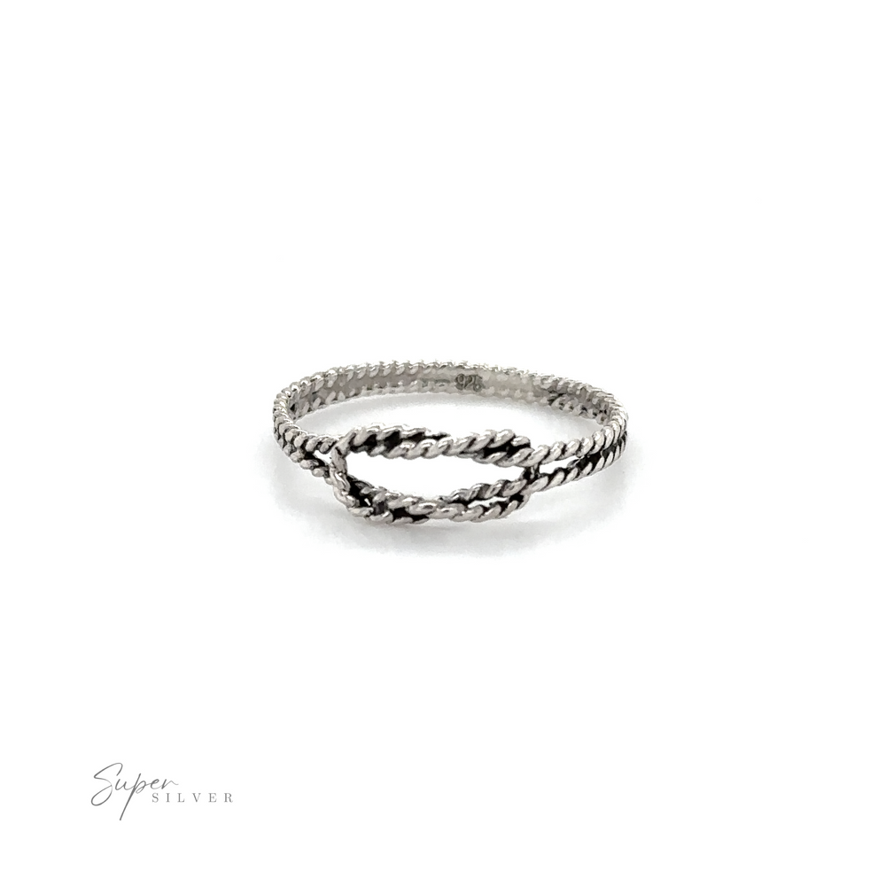 A minimalist Rope Square Knot Ring with a braided design.