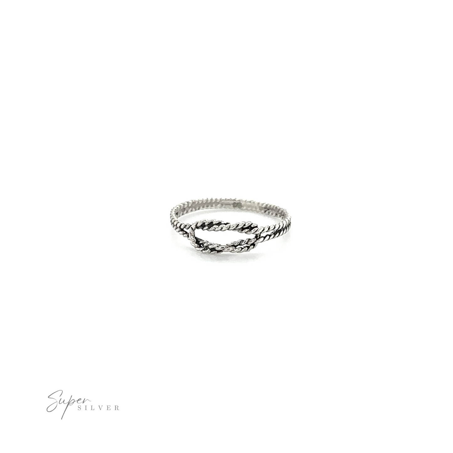 
                  
                    A modern sterling silver rope square knot ring.
                  
                