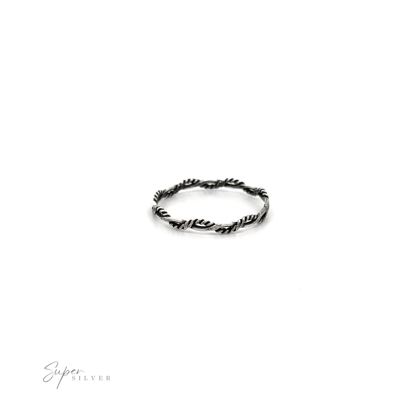 
                  
                    A delicate Tiny Twisted Rope Band ring on a white background.
                  
                