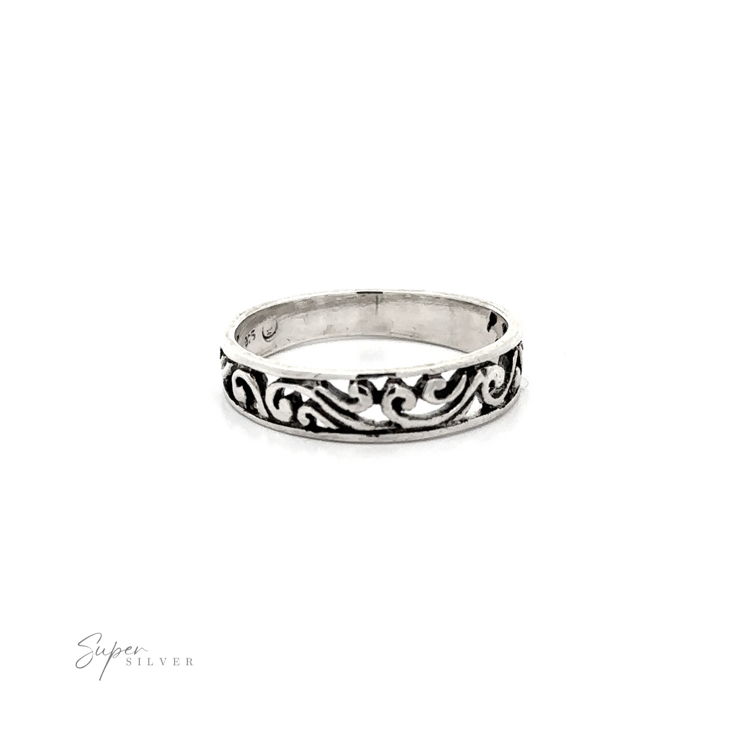 A beautiful open filigree band with a filigree design.