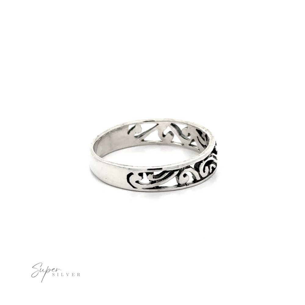 
                  
                    A sterling silver ring with a Beautiful Open Filigree Band.
                  
                