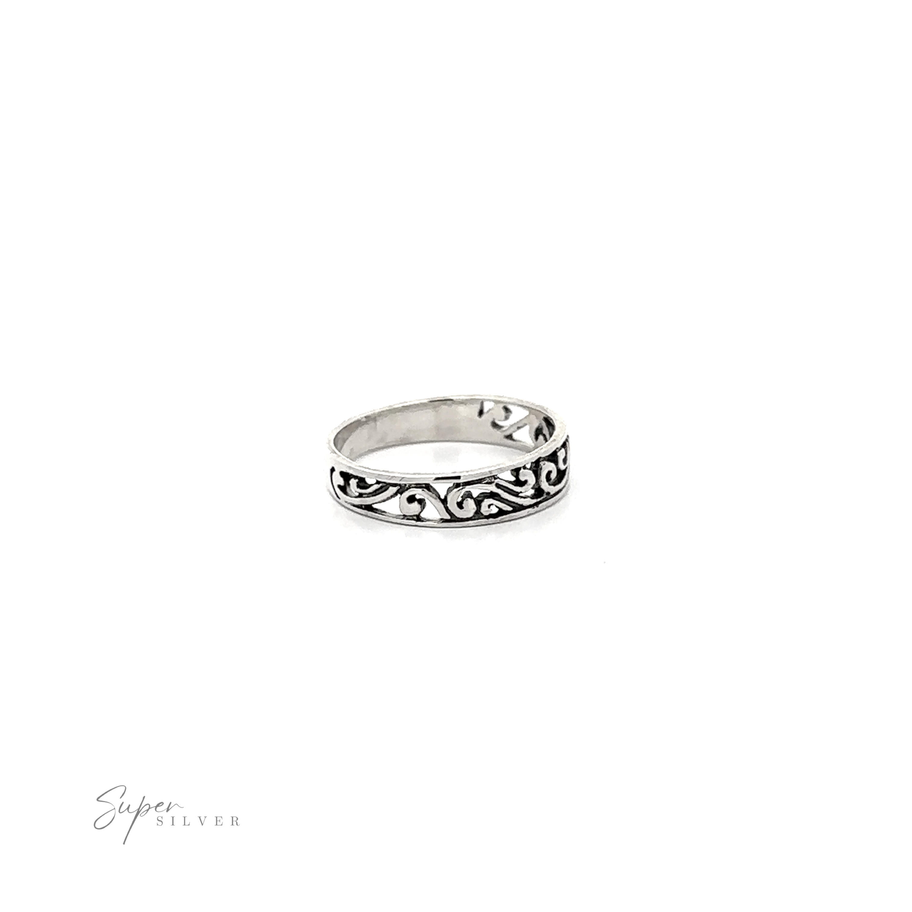 A Beautiful Open Filigree Band with a Sterling Silver ring.