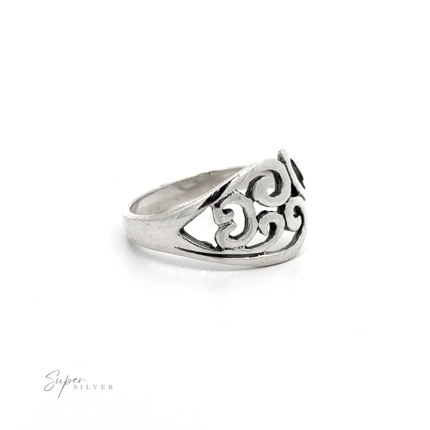 
                  
                    A silver Swoopy and Spiral Ring with contemporary appeal and boho charm.
                  
                