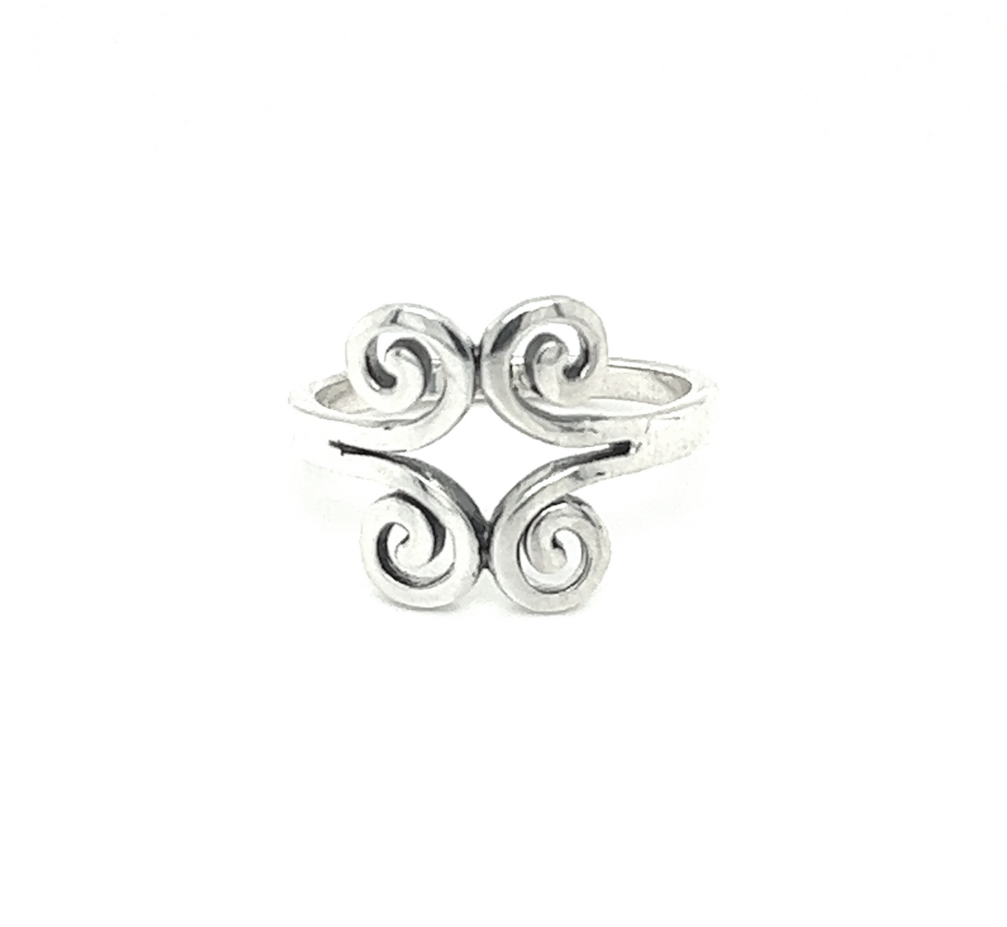 A Popular Silver Swirl Ring with a silver swirl design.