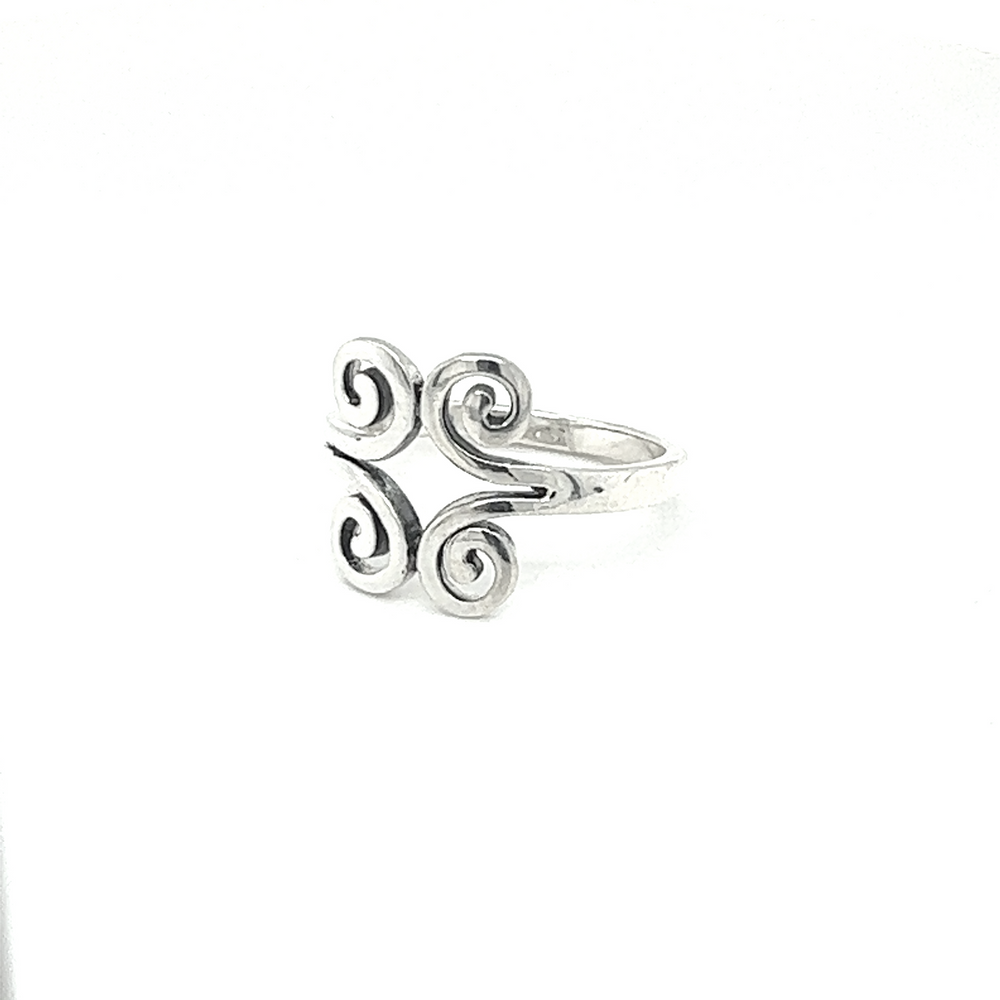 A .925 Sterling Silver ring with a Popular Silver Swirl Ring design.