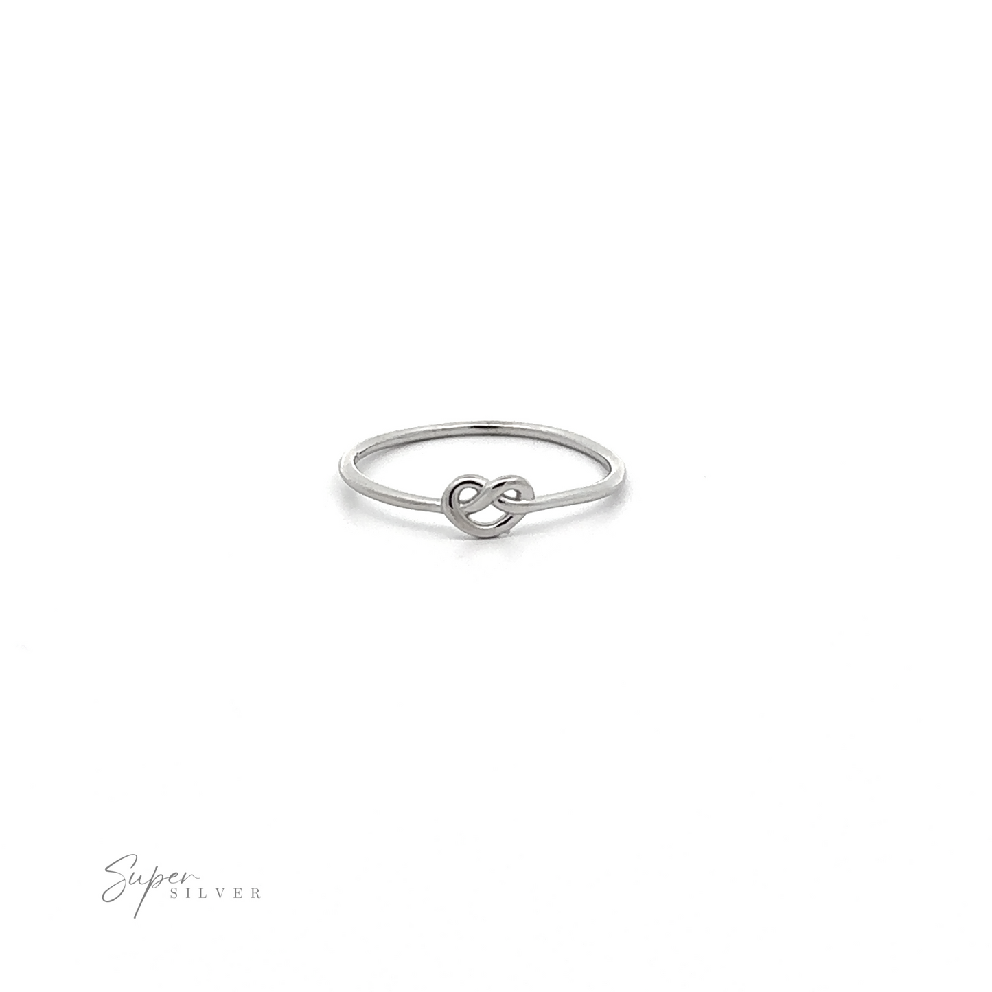
                  
                    A .925 Sterling Silver Love Knot Ring with a small heart on it.
                  
                