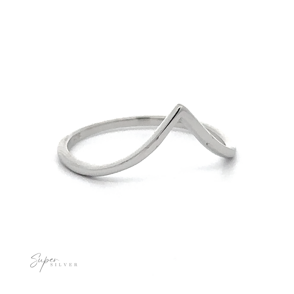 A high polish, .925 sterling silver Delicate Chevron Ring with a curved edge.