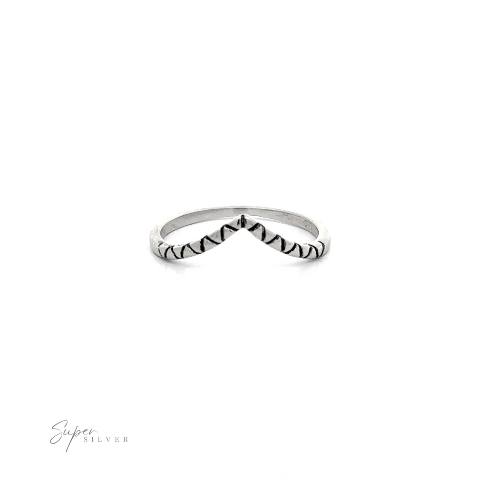 
                  
                    A .925 sterling silver Patterned Chevron Ring.
                  
                