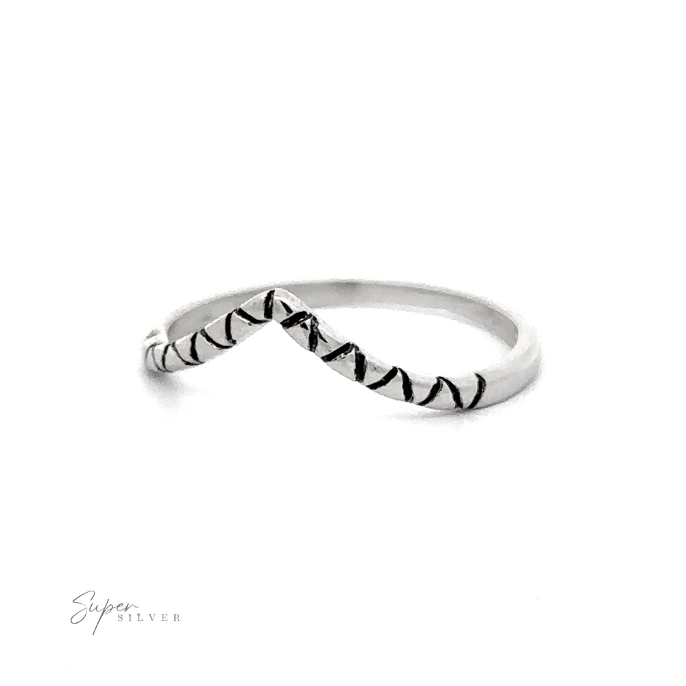 
                  
                    A sterling silver Patterned Chevron Ring, showcasing stunning craftsmanship.
                  
                
