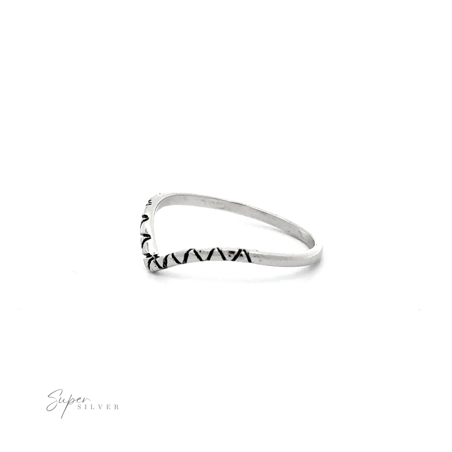 
                  
                    A sterling silver Patterned Chevron Ring with black and white stripes.
                  
                