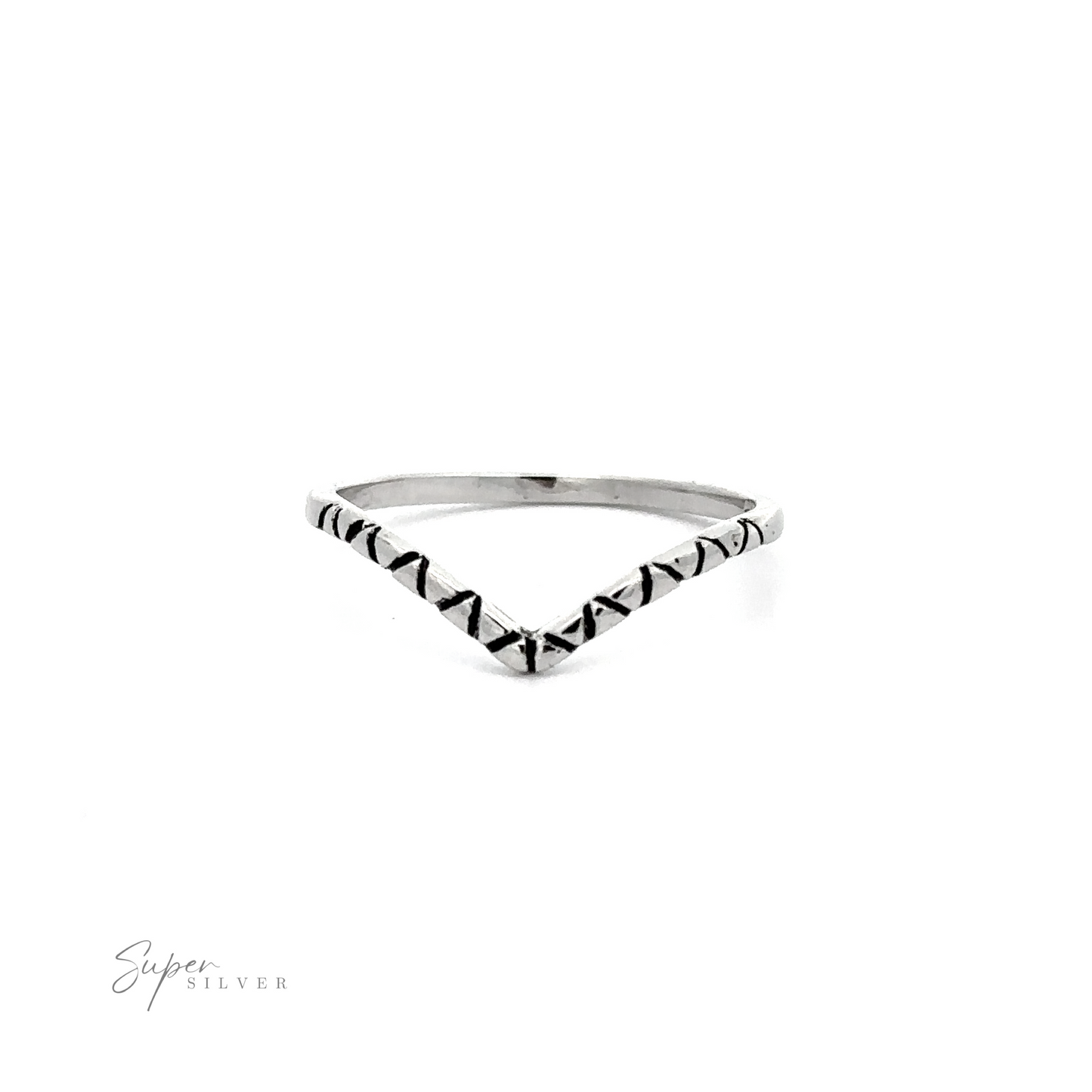 
                  
                    A .925 Sterling Silver Patterned Chevron Ring.
                  
                