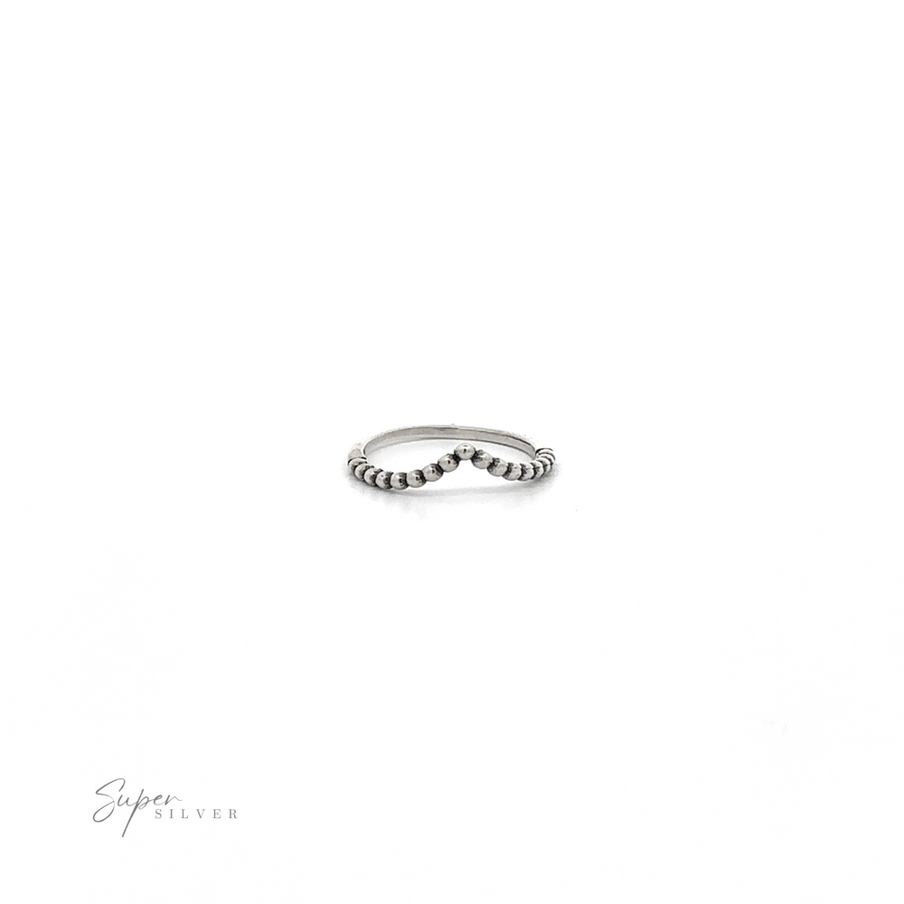 
                  
                    A Beaded Chevron Ring with black diamonds and sterling silver beads design on a white background.
                  
                