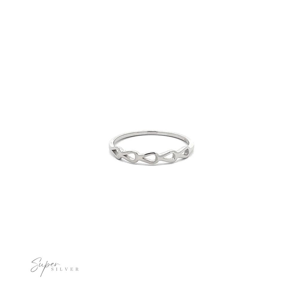 
                  
                    A Cutout Teardrop Ring plated in rhodium sterling silver with a circle in the middle.
                  
                
