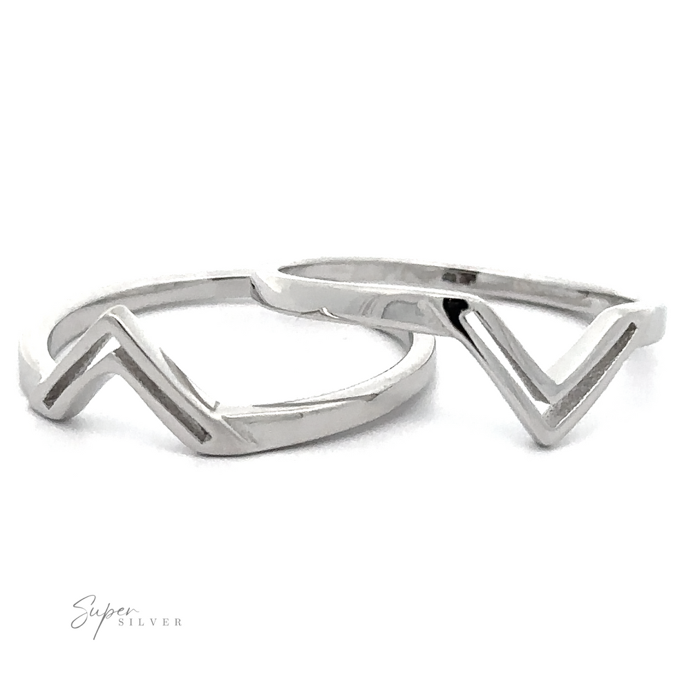 Two Unique "V" Shaped Rings with a zig-zag design.