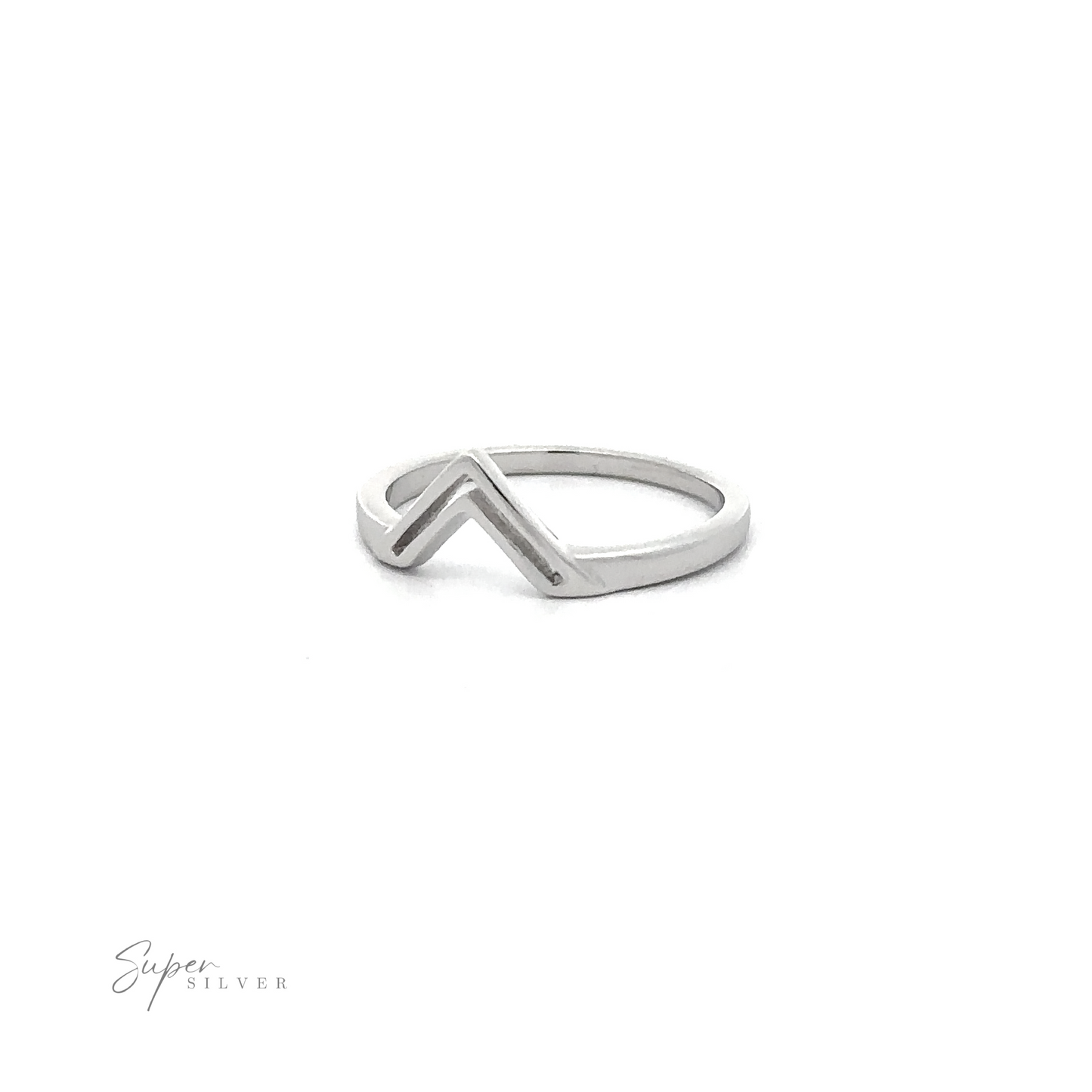 
                  
                    A minimalist silver "V" shaped midi ring with a zig zag design.
                  
                