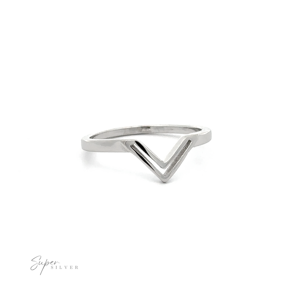 
                  
                    A minimalist chevron ring with a Unique "V" Shaped Ring design, featuring a sterling silver midi ring.
                  
                