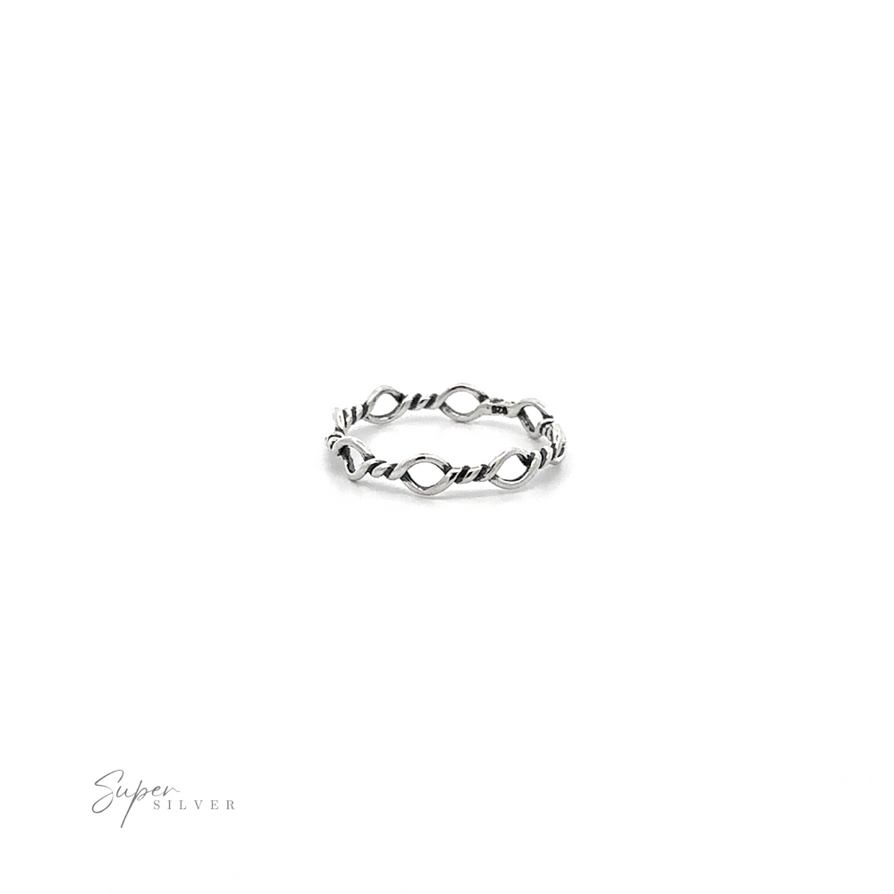 
                  
                    A .925 sterling silver Rope Ring with a diamond in the middle, featuring a high polish finish for an elegant look.
                  
                