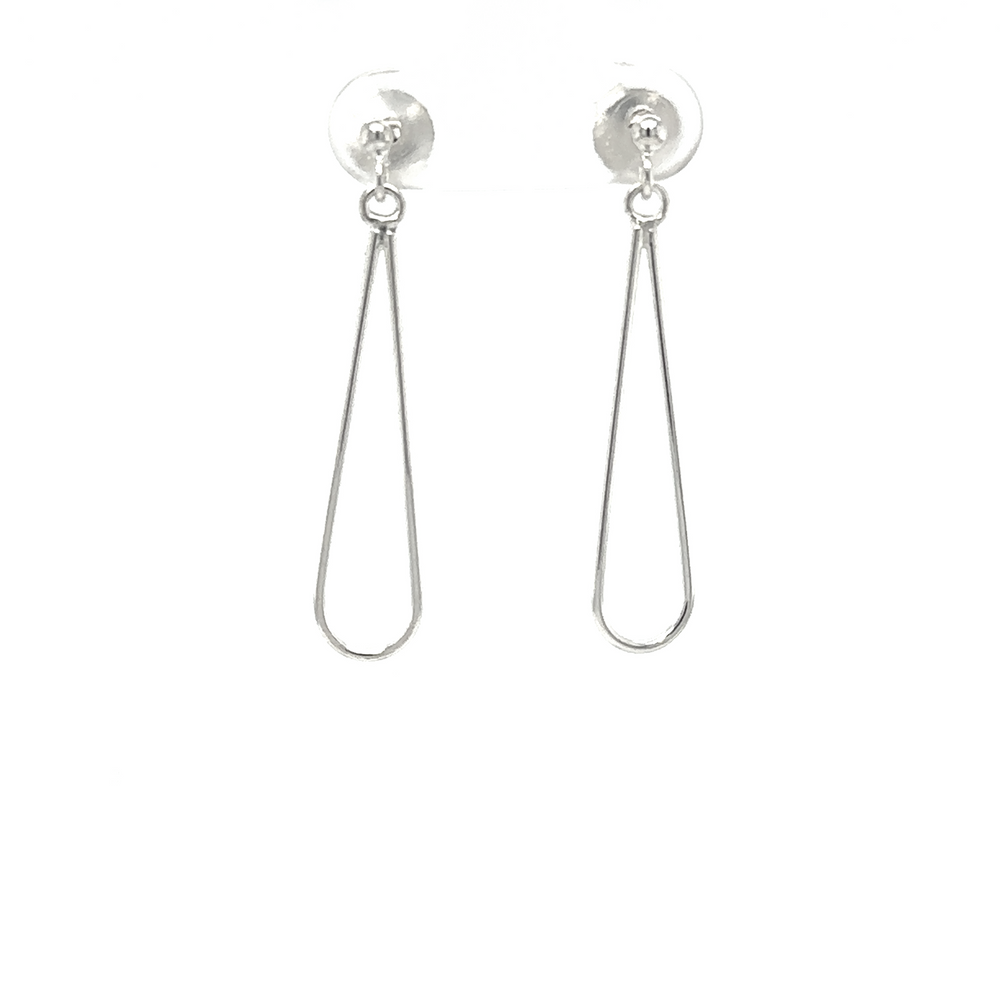 
                  
                    A pair of lightweight Super Silver Open Teardrop Post Earrings on a white background.
                  
                
