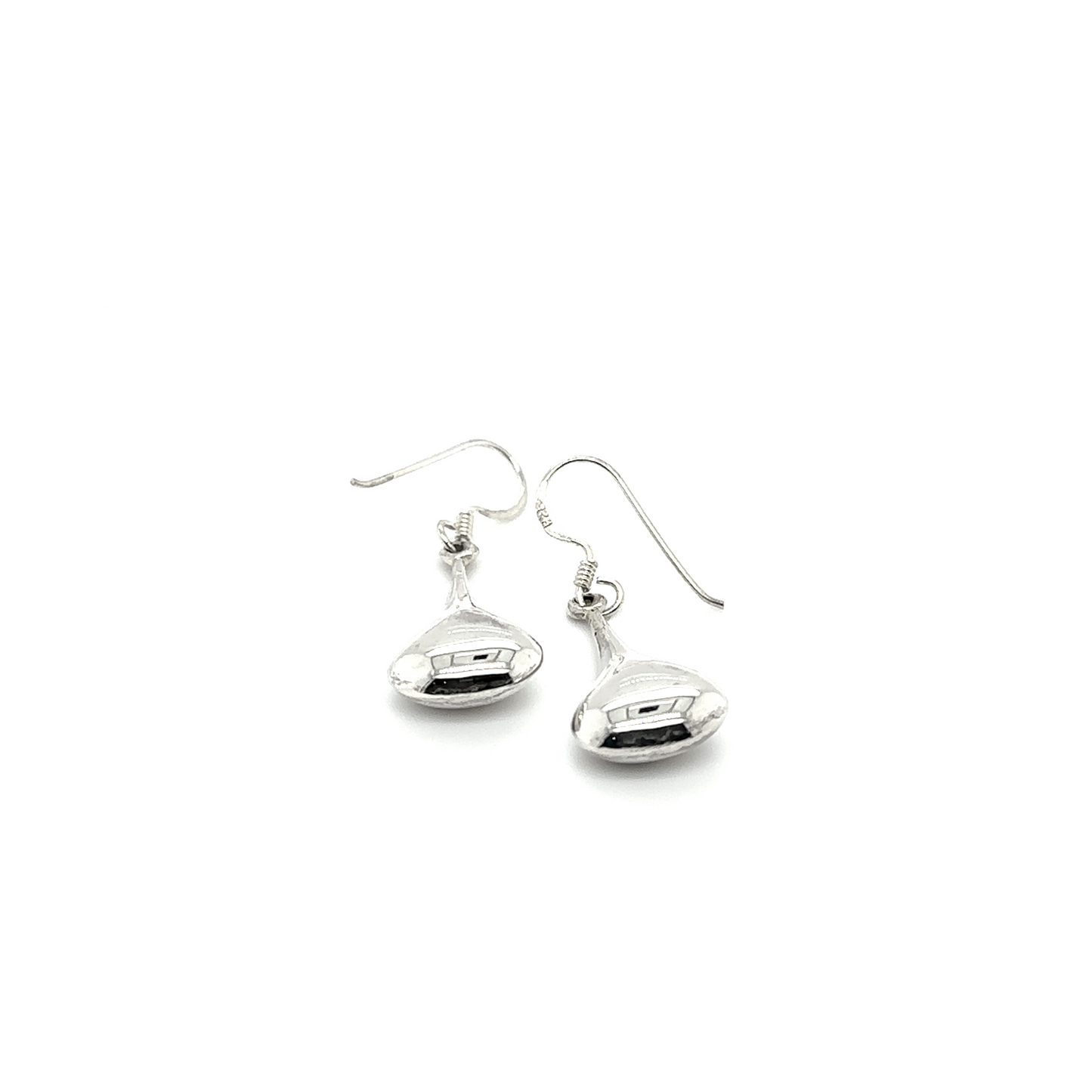 A pair of Simple Teardrop Earrings by Super Silver on a white background, showcasing elegant style.
