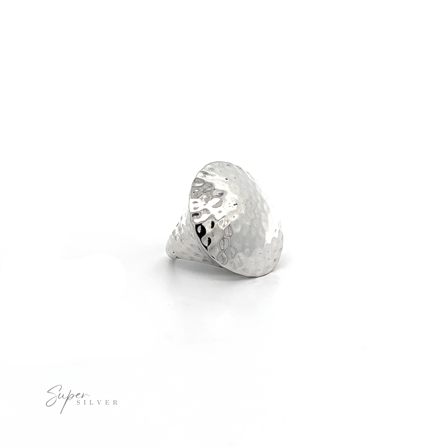 
                  
                    A bold Statement Hammered Ring from our Silver Hammered Ring collection, gleaming with shimmering elegance, set against a pristine white background.
                  
                