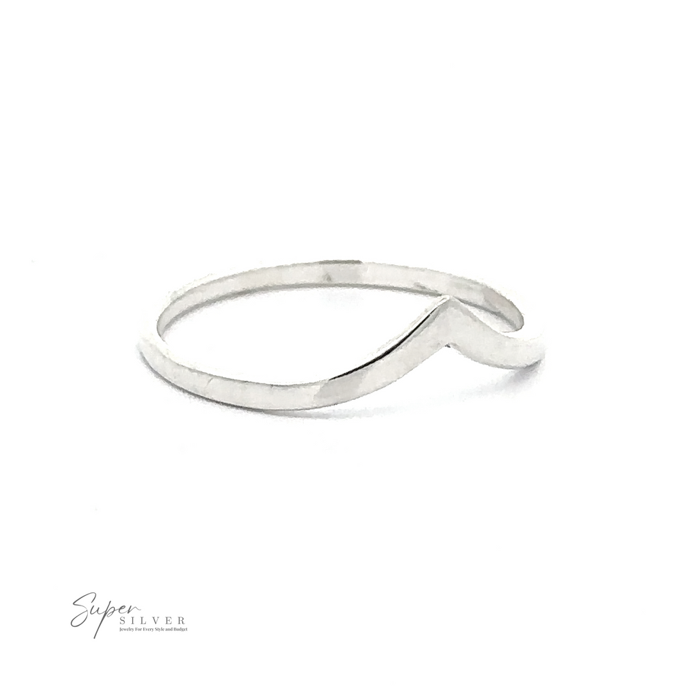 
                  
                    A thin, silver ring with a subtle wave design is displayed on a white background, embodying modern minimalism. The text "Delicate Silver Chevron Ring" in the bottom-left corner highlights its .925 sterling silver quality.
                  
                