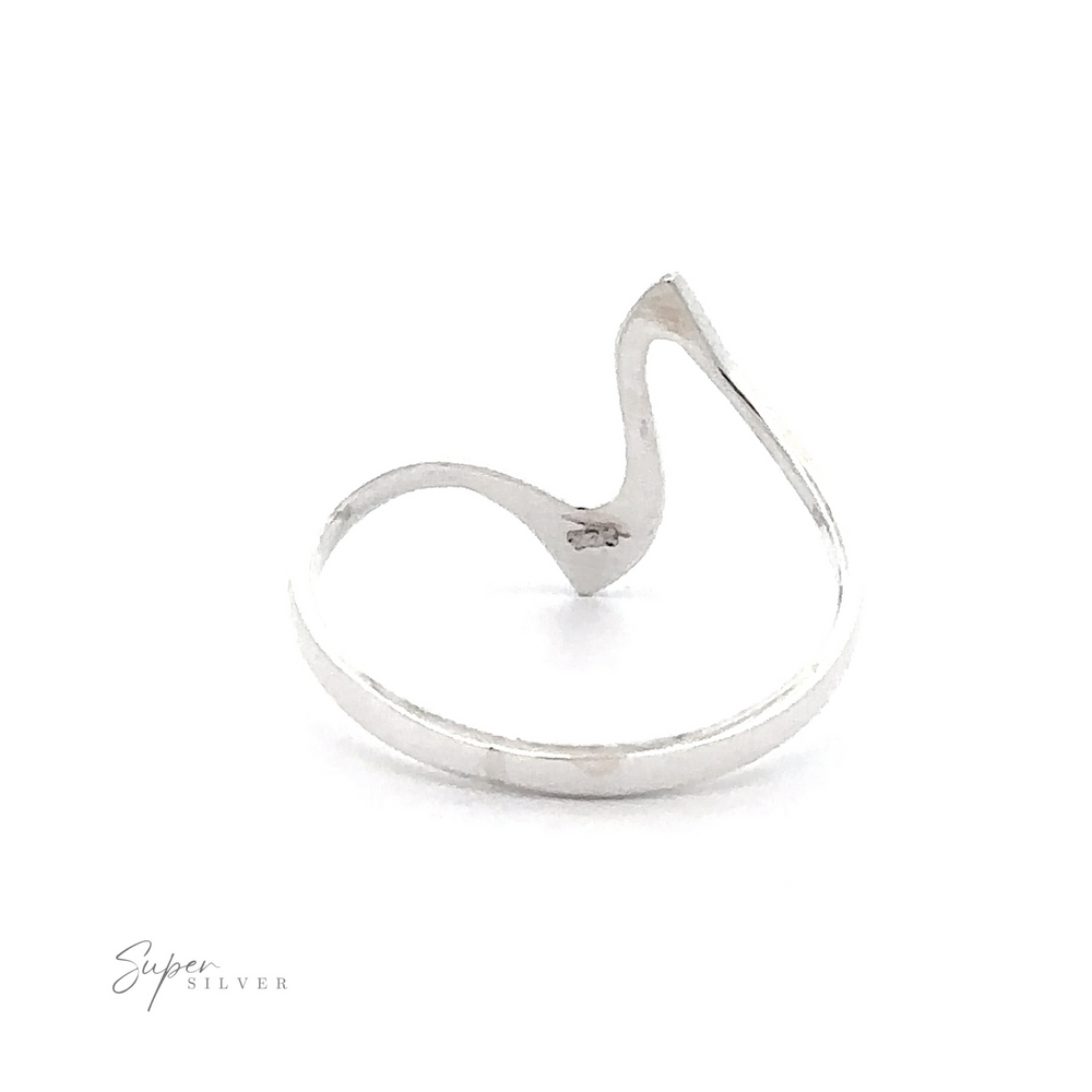 
                  
                    Thin Silver Wavy Freeform Ring with a unique wave design, crafted from .925 Sterling Silver, displayed against a white background.
                  
                