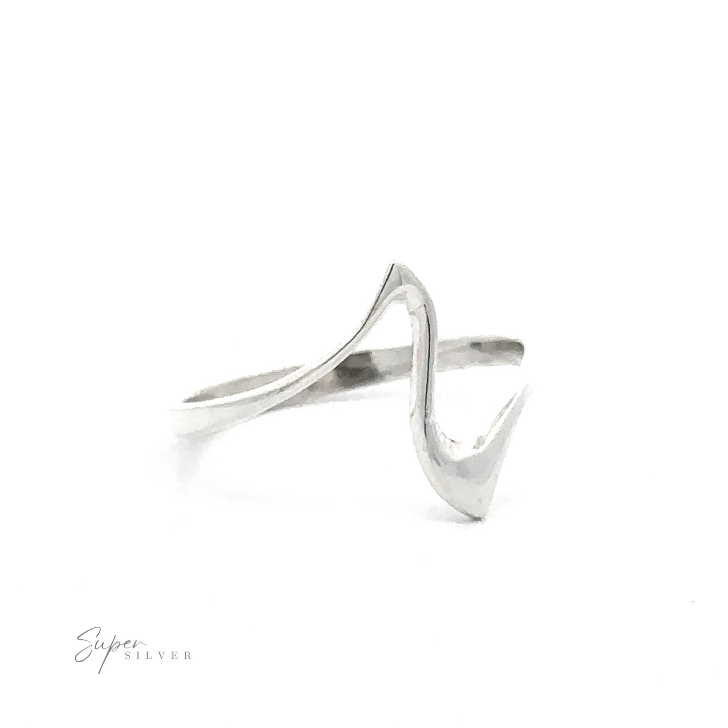 Thin Silver Wavy Freeform Ring displayed on a white background with ".925 Sterling Silver" signature at the bottom.