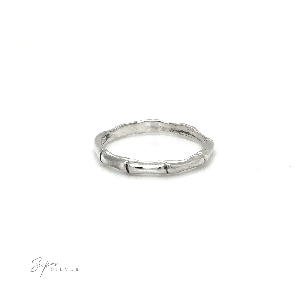 A Super Silver Bamboo Band Silver Ring with a bamboo pattern.