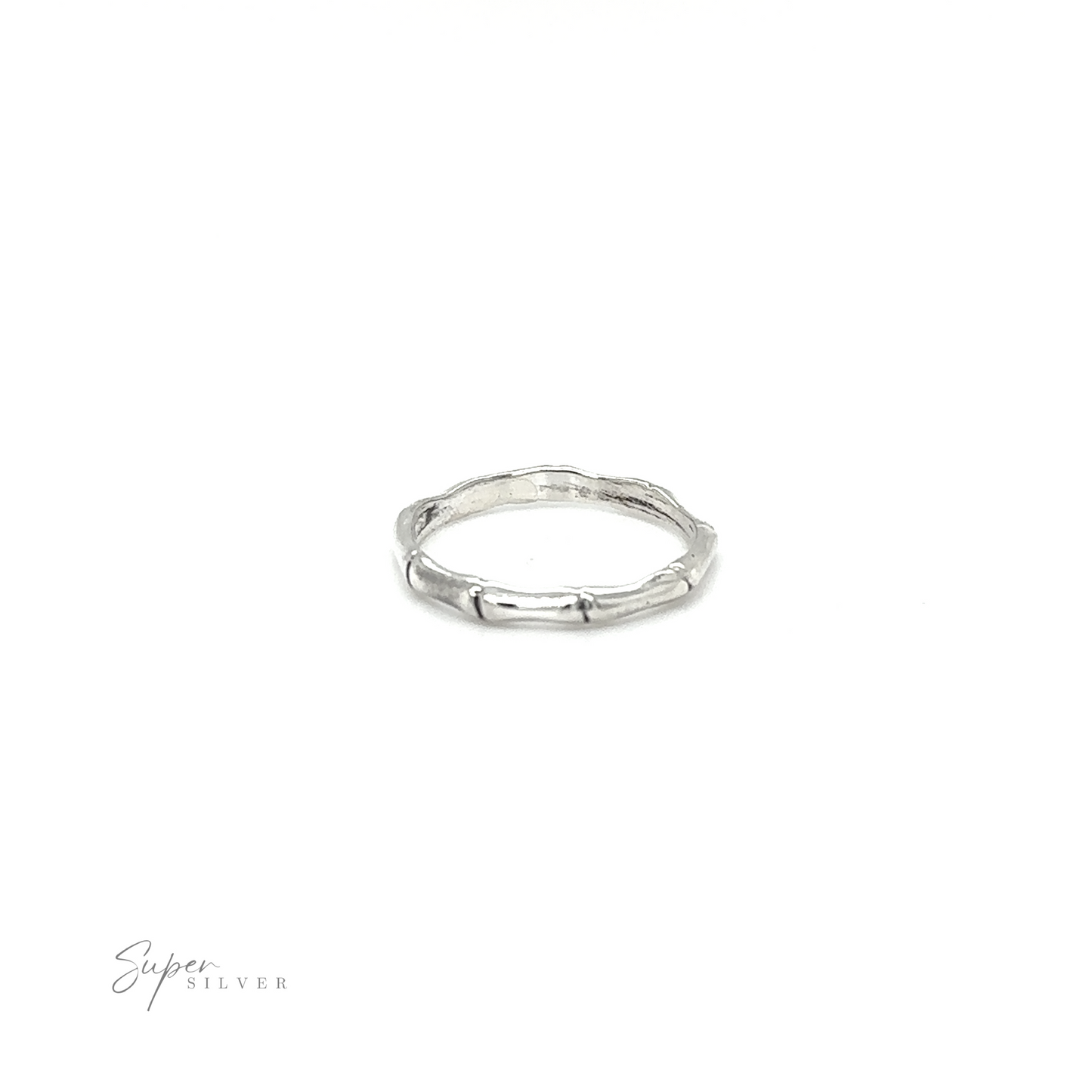 
                  
                    A Bamboo Band Silver Ring with a bamboo pattern, crafted from sterling silver, made by Super Silver.
                  
                
