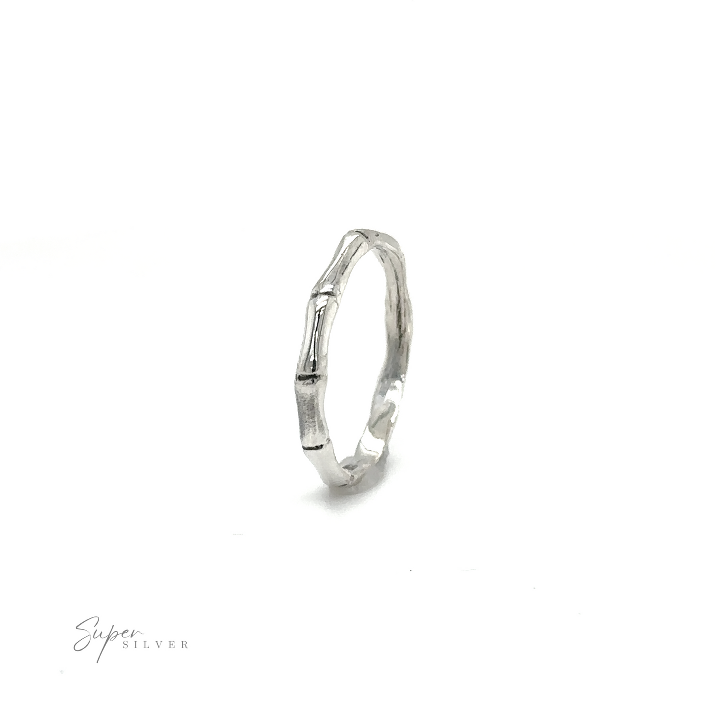
                  
                    A Super Silver Bamboo Band Silver Ring with a bamboo pattern.
                  
                