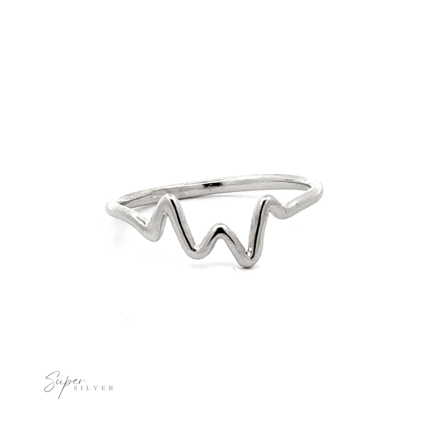 
                  
                    A Silver Zig-Zag Ring with a heartbeat motif.
                  
                
