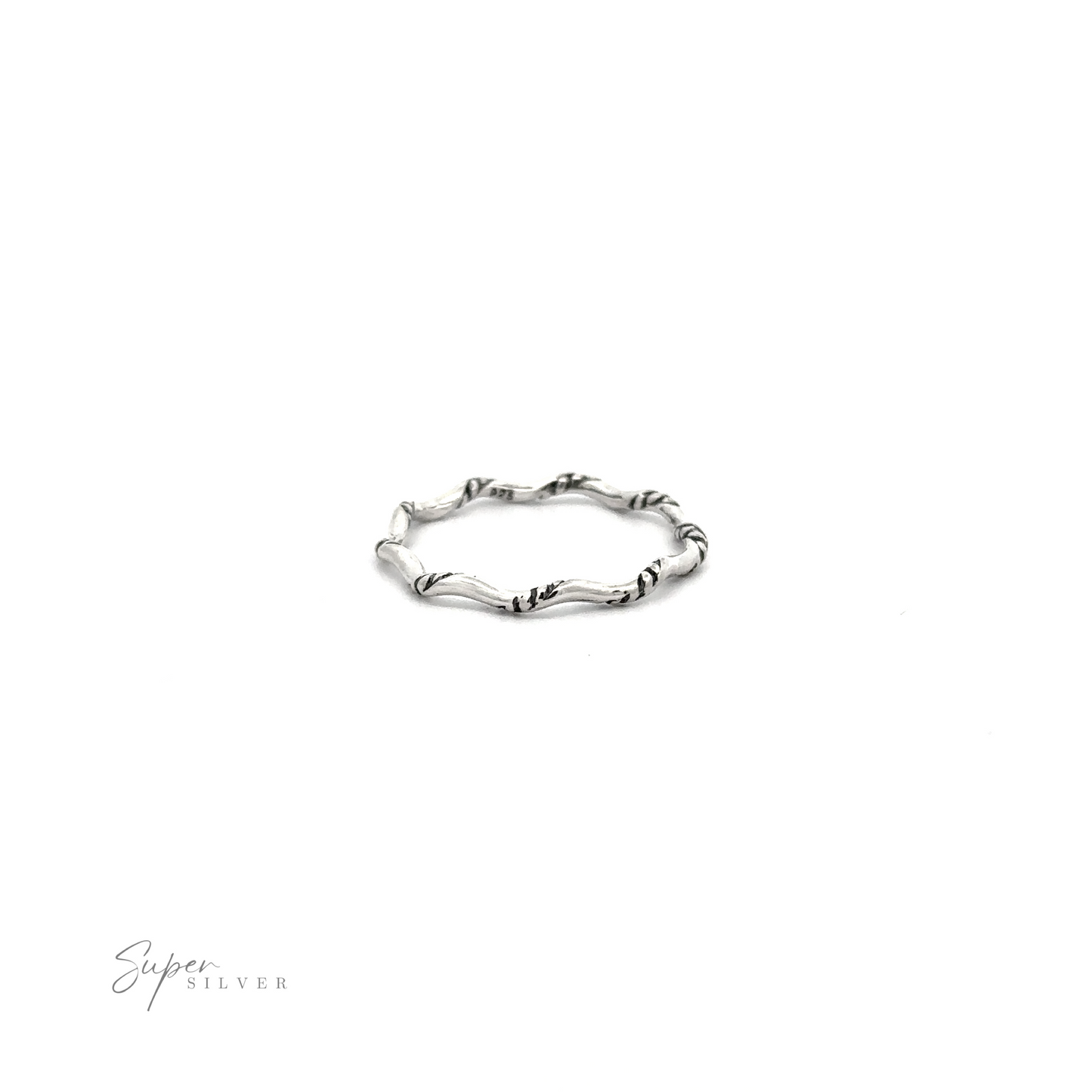 
                  
                    A Sterling Silver Wavy Rope Band with a wavy pattern.
                  
                