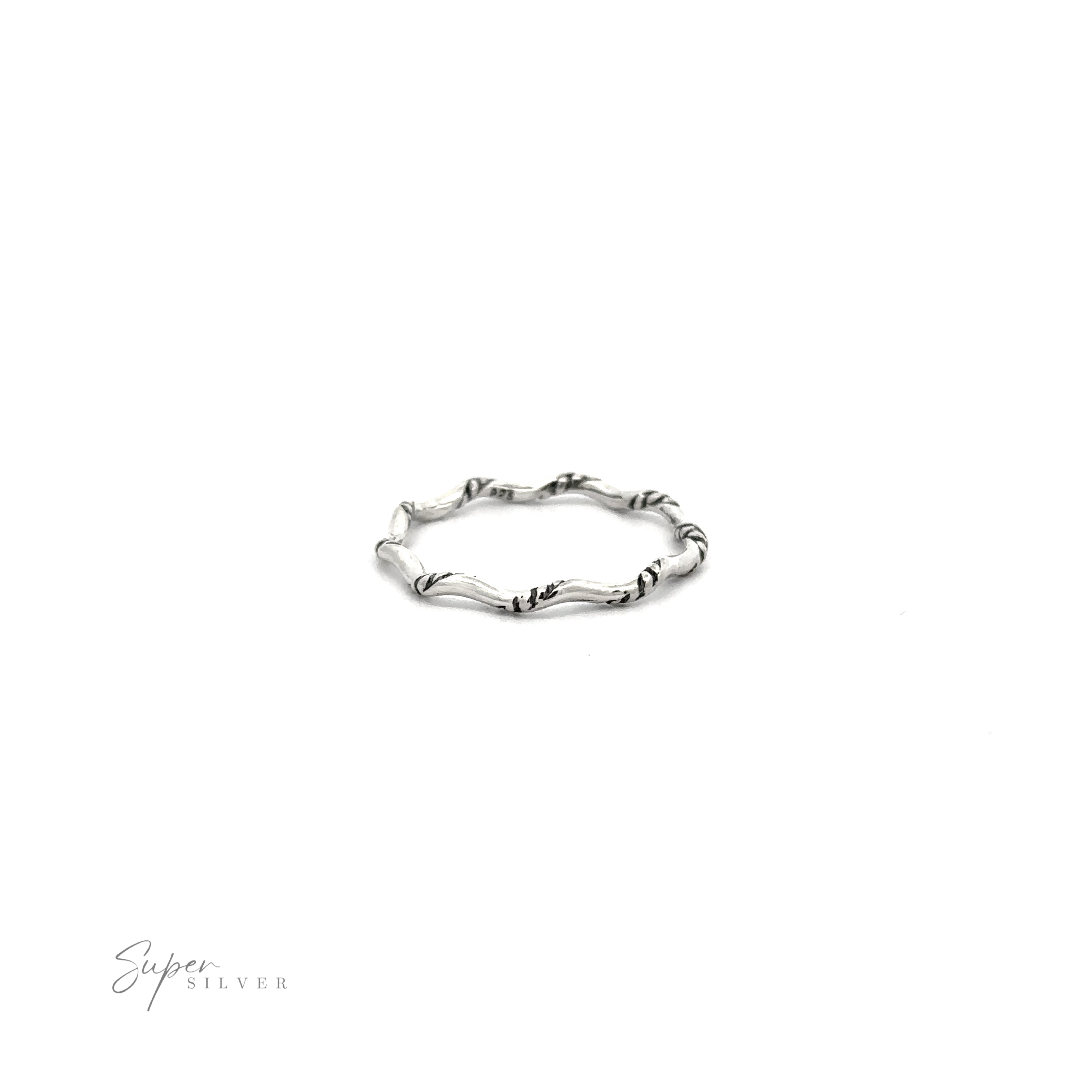 A Sterling Silver Wavy Rope Band with a wavy pattern.