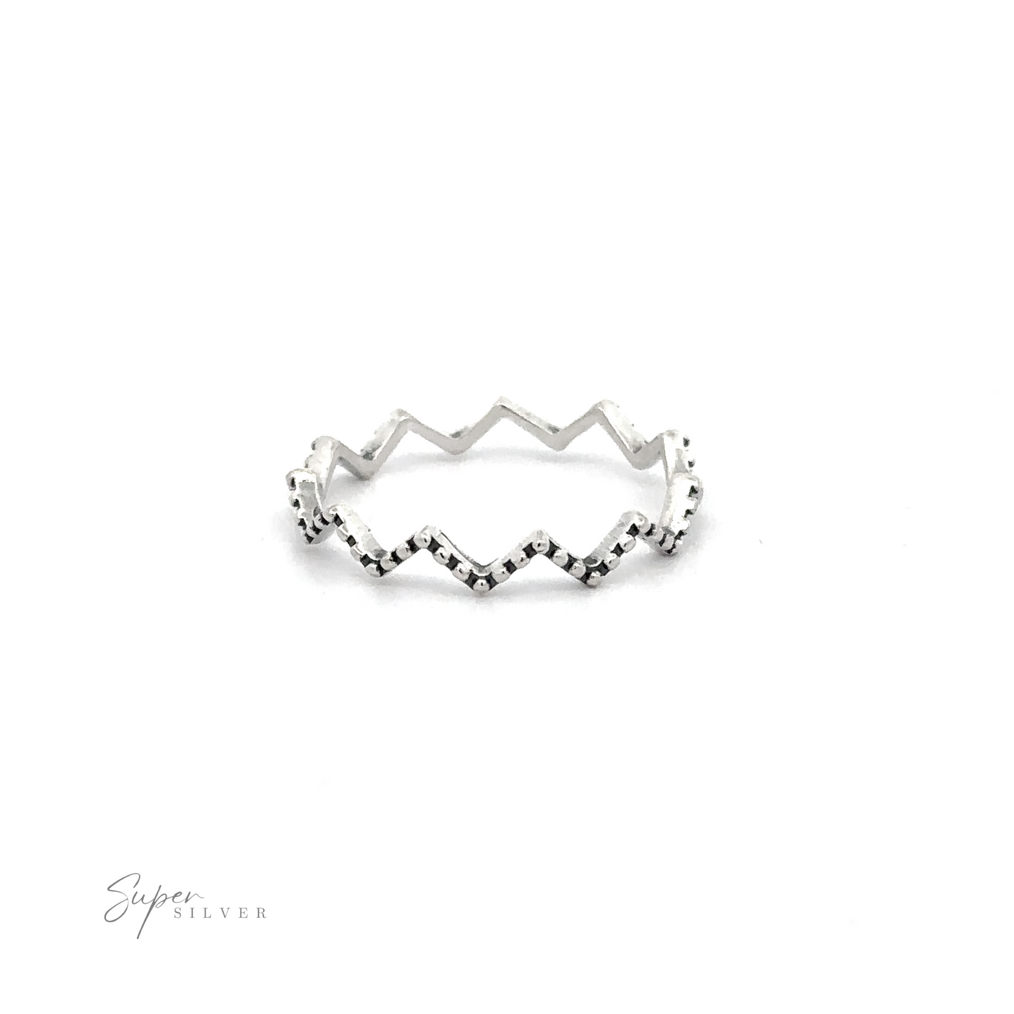 
                  
                    A Silver Zig-Zag Ring with a zig-zag design.
                  
                