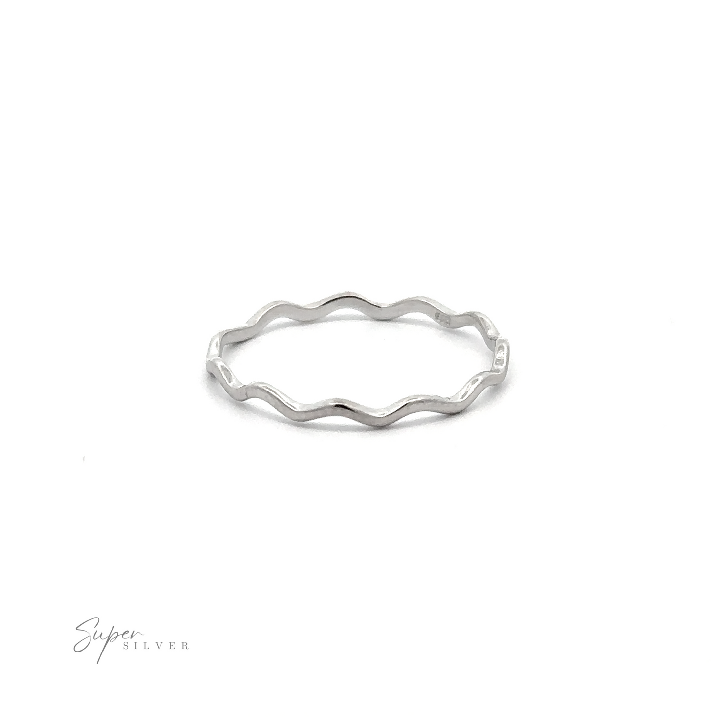A Sterling Silver Wavy Band with a wavy pattern design.