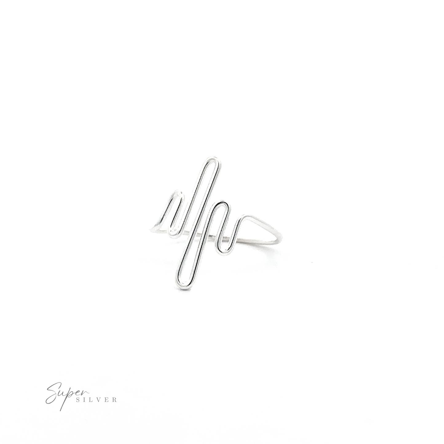 A minimalist Silver Squiggle Ring with a whimsical wave pattern - a unique accent piece.