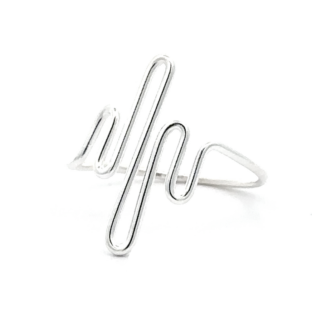 A Silver Squiggle Ring with a whimsical wave pattern, creating a unique accent.