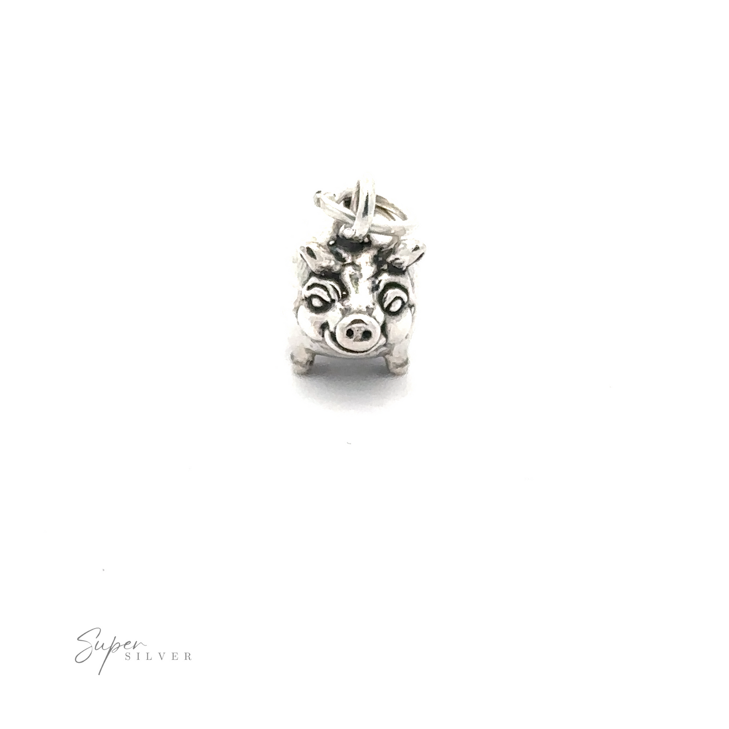 
                  
                    A playful jewelry piece, the Piggy Bank Charm is crafted from .925 Sterling Silver and features a detailed pig with expressive facial features and a loop at the top for easy attachment to your collection.
                  
                