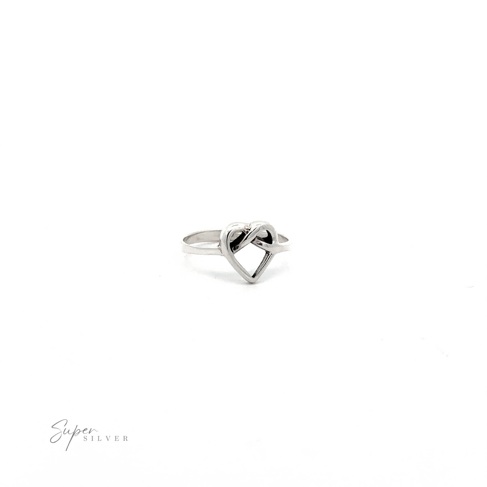 
                  
                    Entwined Heart Knot Ring featuring a heart knot design on a white background with the text ".925 Sterling Silver" in cursive.
                  
                