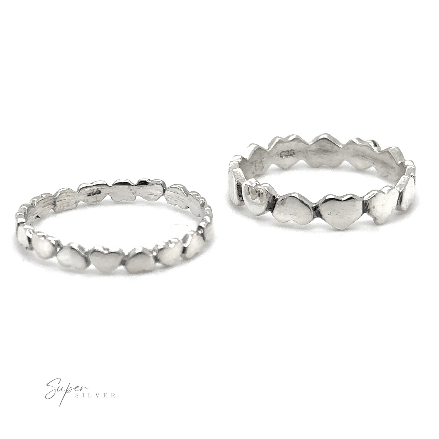 
                  
                    Two stacking Hearts Band With Alternating Pattern on a white background.
                  
                