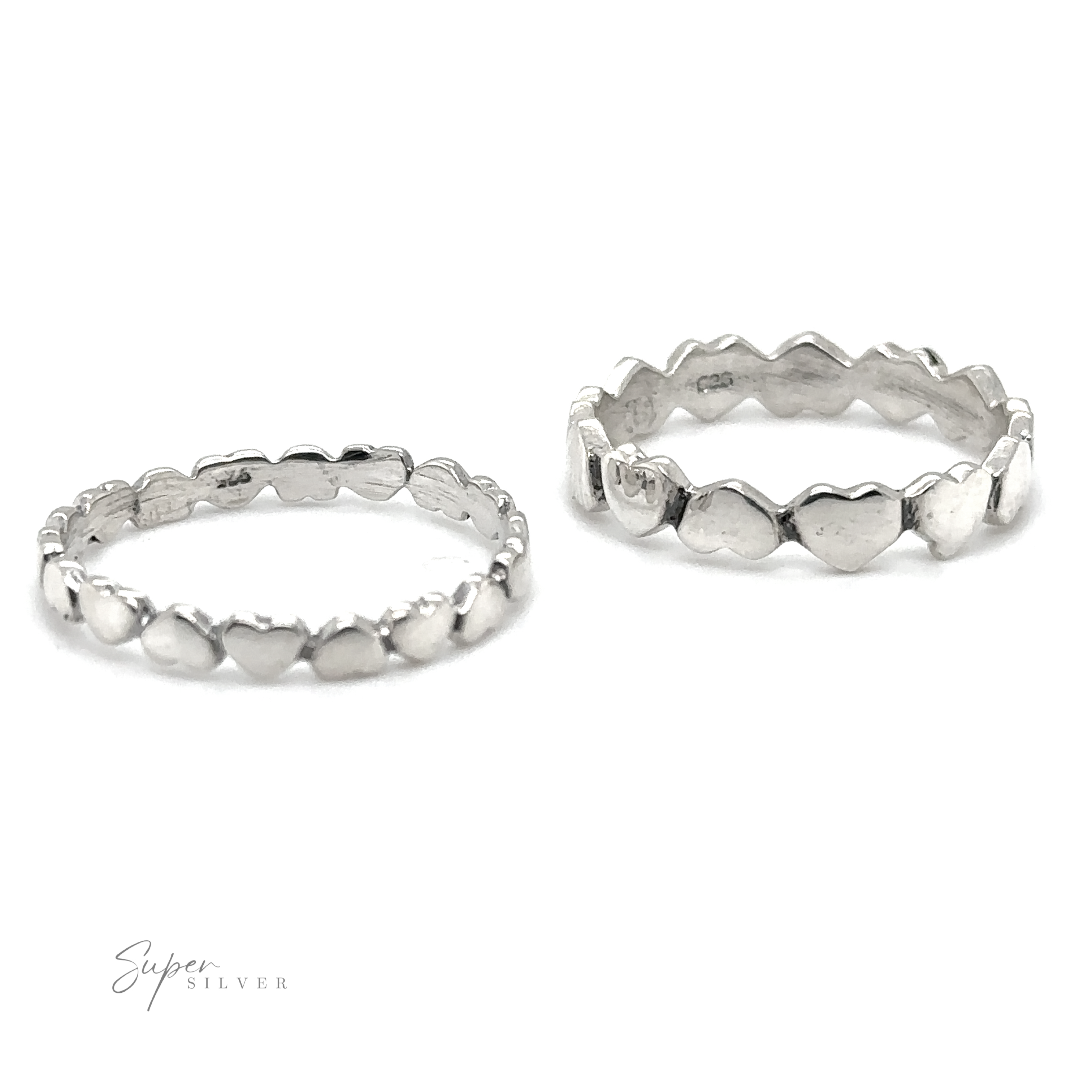 Two stacking Hearts Band With Alternating Pattern on a white background.